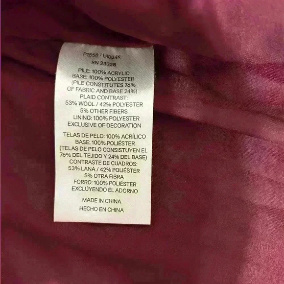 Pendleton Women's Sherpa Fleece, Lined Wool Jacket Full Zip Cabernet Red - Picture 7 of 8